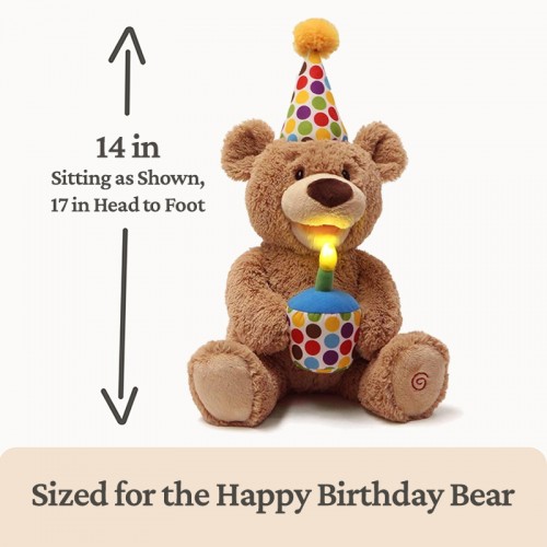 Gund Happy Birthday Bear Animated Plush Toy 14"| 0 months+ | Peek-a-boo Plush Toy | Baby Soft Toy | Stuffed Toy